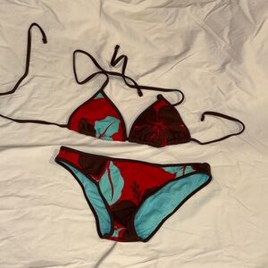Vibrant Red and Blue Bikini Set
